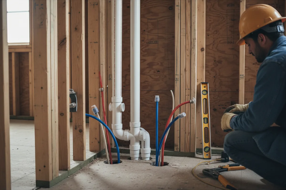 Drain and supply rough-in during Sump Pump Repair in Mowrystown